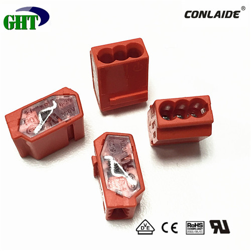 P01  3 Pin Push in wire connector with Transparent color for solid conductor